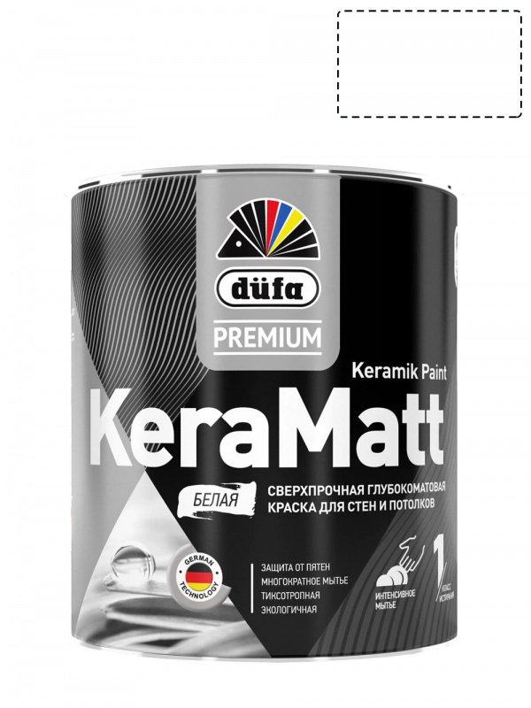 Краска для стен и потолков сверхпрочная Düfa Premium KeraMatt Keramik Paint глубокоматовая база 1 0,9 л