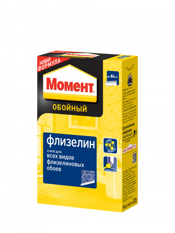 Клей обойный для флизелиновых обоев Момент Флизелин 470 г.