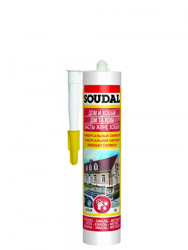 Герметик силиконовый универсальный Soudal белый 280 мл.