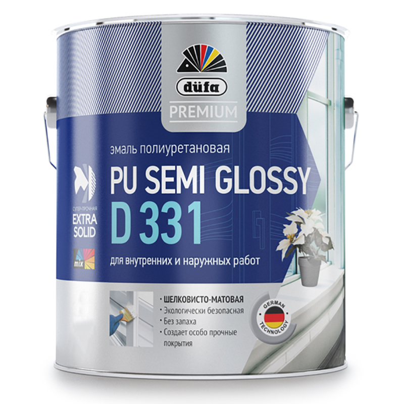 Эмаль универсальная полиуретановая акриловая Dufa Premium PU Semi Glossy D331 шелковисто-матовая 0,5 л.