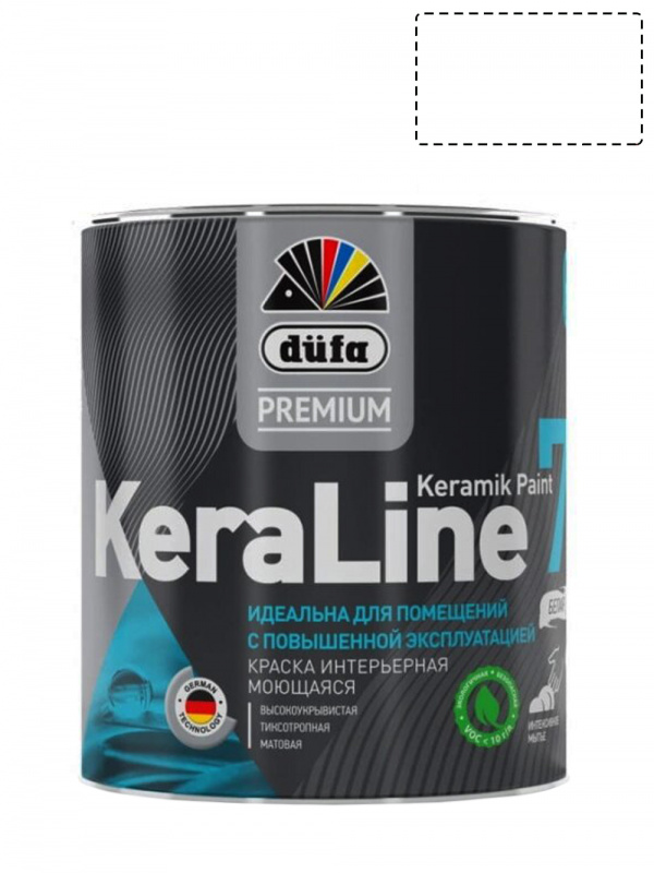 Краска для стен и потолков моющаяся Dufa Premium KeraLine Keramik Paint 7 матовая белая база 1 0,9 л.