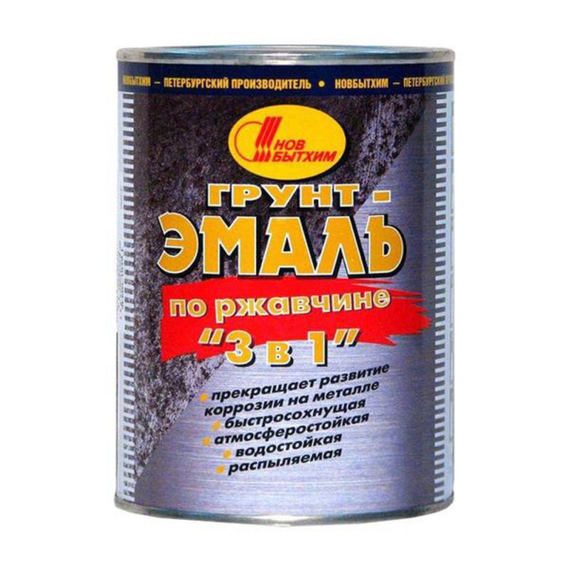 Грунт-эмаль на ржавчину 3 в 1 Новбытхим охра 3 л.
