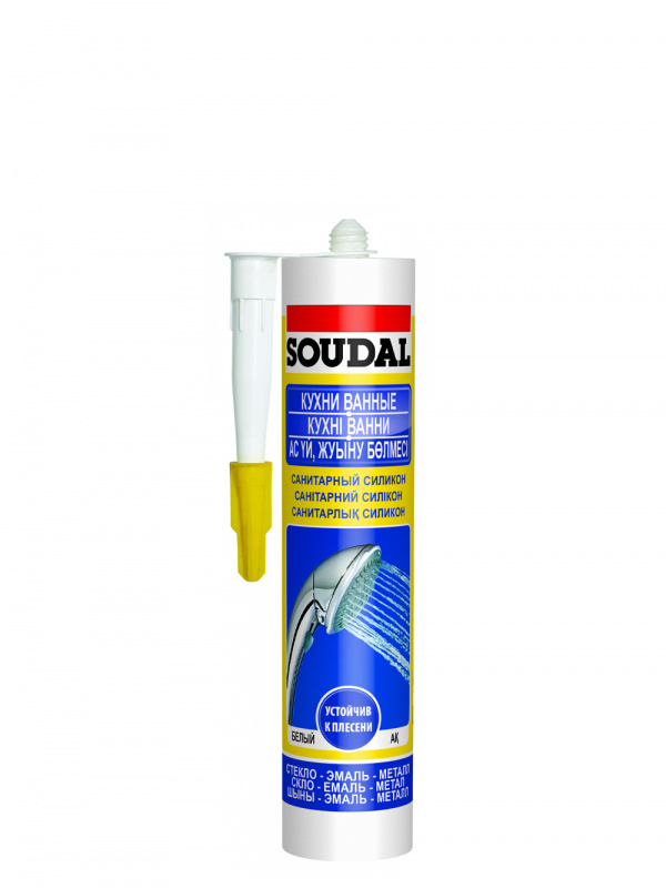 Герметик силиконовый санитарный Soudal белый 280 мл.
