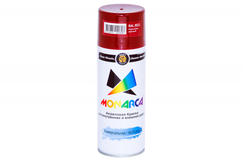 Краска универсальная аэрозольная акриловая Eastbrand Monarca RAL 3011 коричнево-красная 520 мл.