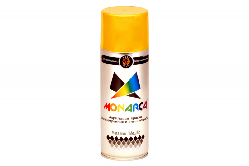 Краска универсальная аэрозольная акриловая Eastbrand Monarca металлик яркое золото 520 мл. 