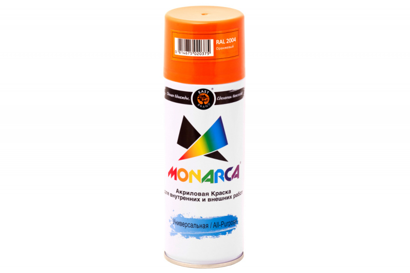 Краска универсальная аэрозольная акриловая Eastbrand Monarca RAL 2004 оранжевая 520 мл.