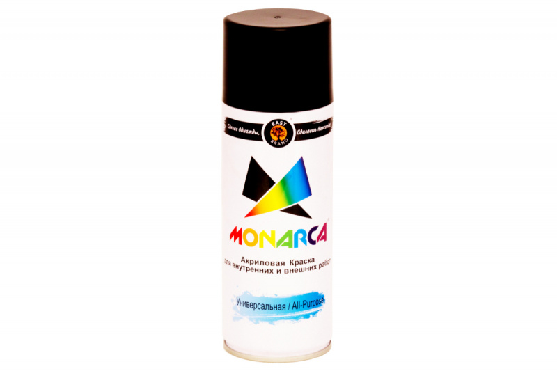 Краска универсальная аэрозольная акриловая Eastbrand Monarca матовая RAL 9005 черная 520 мл.