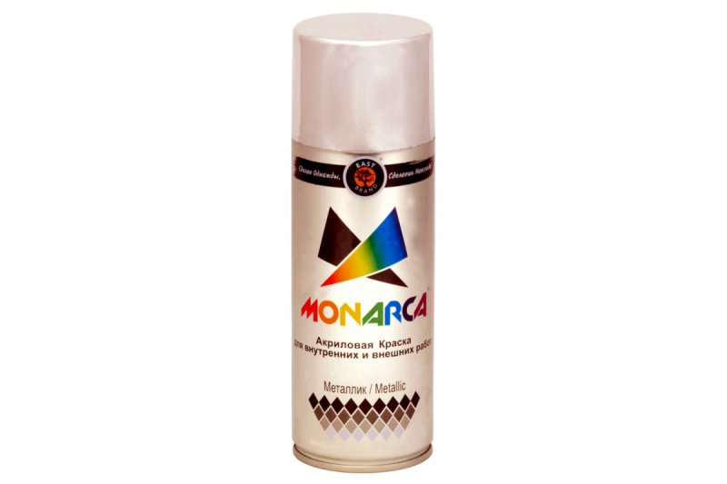Краска универсальная аэрозольная акриловая Eastbrand Monarca металлик яркий хром 520 мл. 