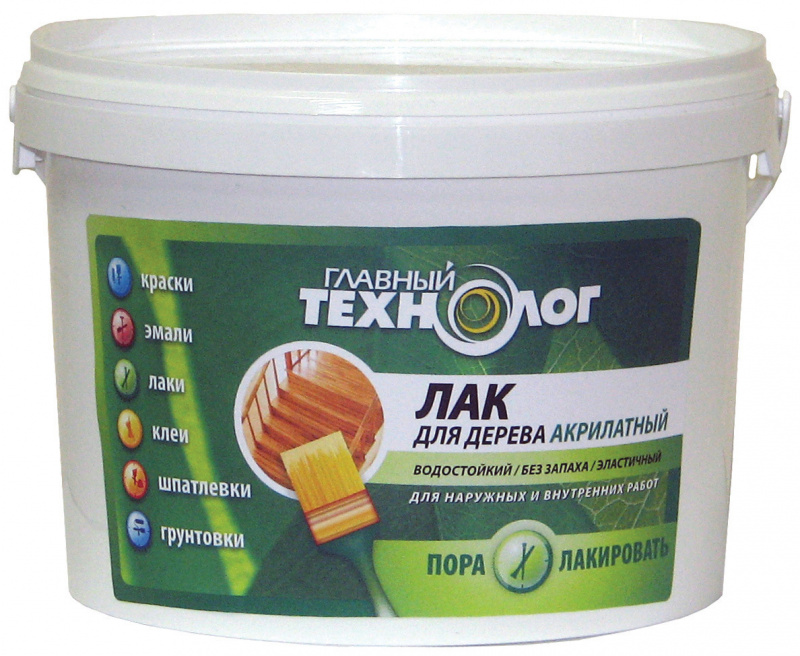 Лак для дерева акрилатный Главный Технолог дуб 1 кг.
