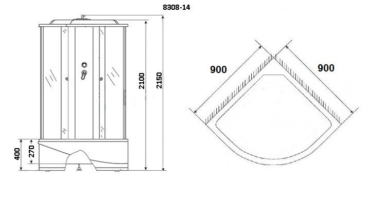Душевая кабина Niagara NG- 8308-14, 90х90х210, белая, матовая, белый профиль