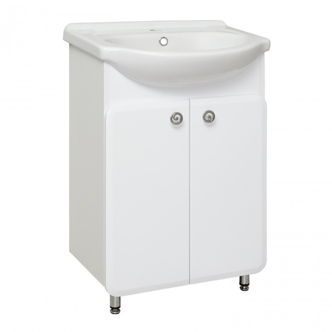 Тумба под умывальник для ванной комнаты Runo Капри 55 напольная белая