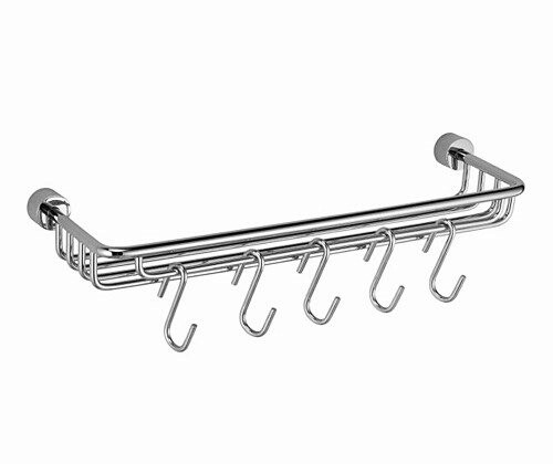 Полка настенная Wasserkraft Donau K-9415 хром, с крючками