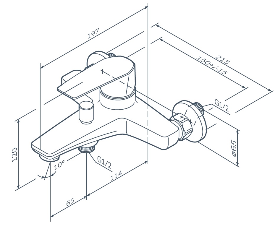 Смеситель для ванны AM.PM Gem F90A10000 хром