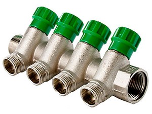 Коллектор с регулируемыми вентилями 3 выхода 1" х 1/2" НР Valtec